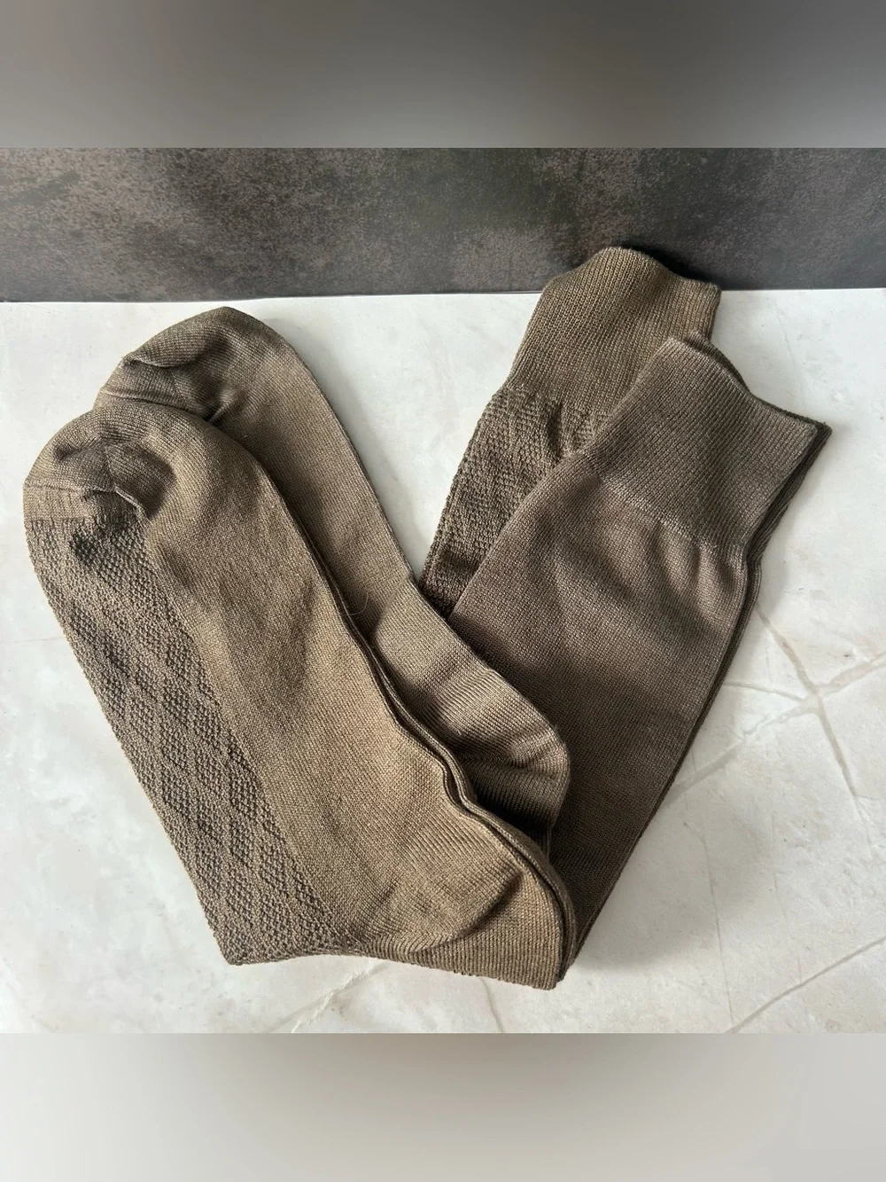 Men's Brown Textured Crew Socks 2 Pairs